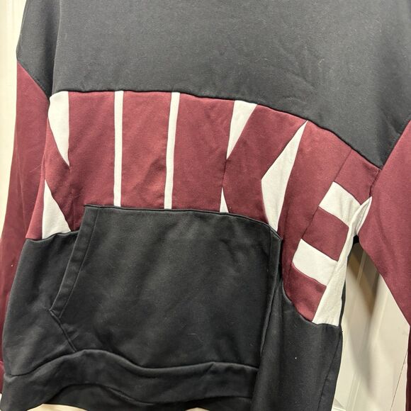 Nike Hoodie Men XXL Colorblock Black Maroon Logo Pullover Athletic Streetwear - Picture 2 of 8